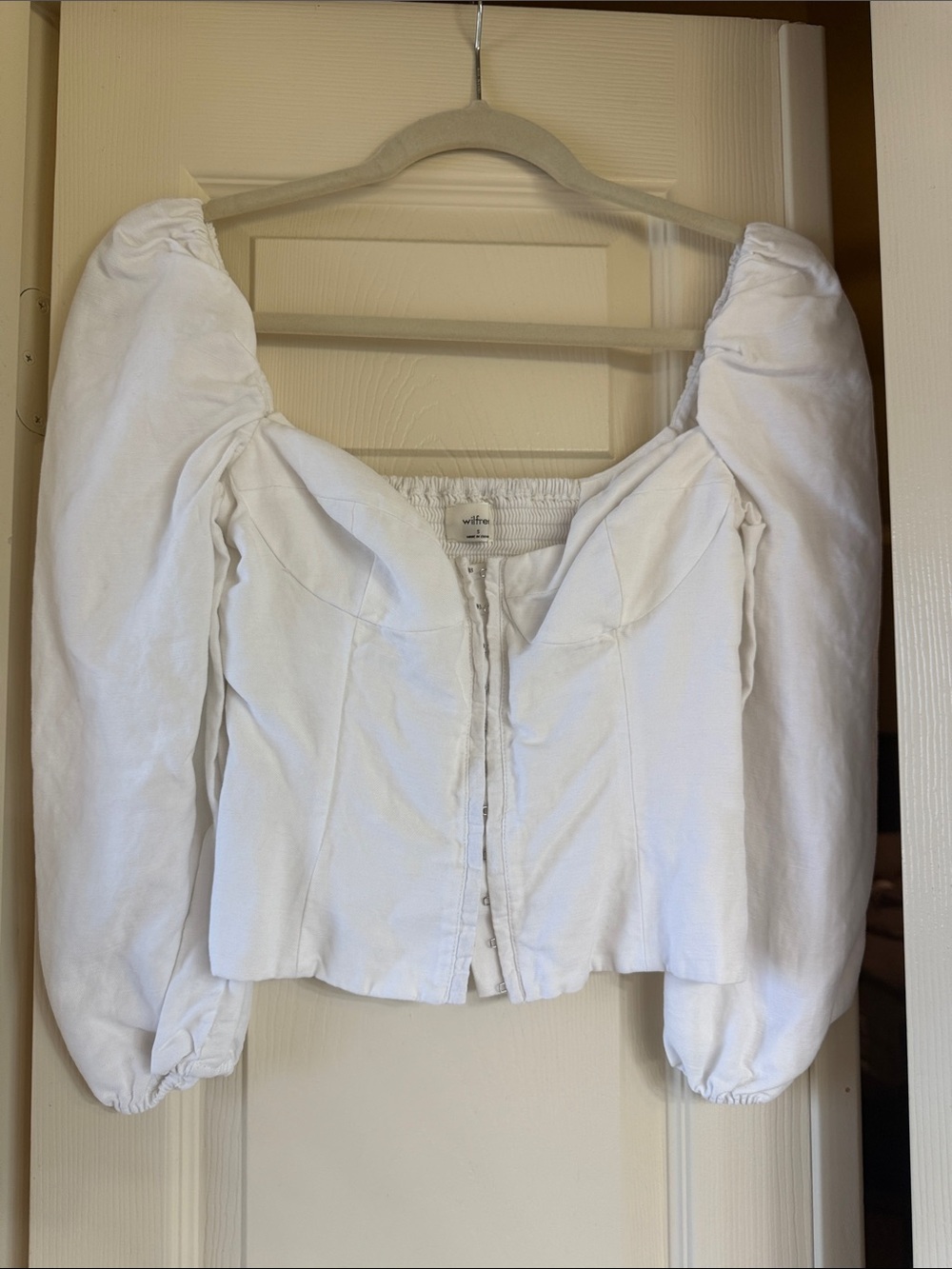 Wilfred White Puff-Sleeve Corset-Style Blouse